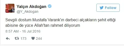 Akdogan Varank In Agabeyi Sehit Edildi A Haber Son Dakika Gundem Haberleri