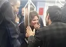 Kadın tutunma direklerine sıkıştı