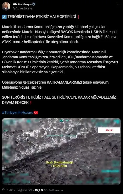 Mardin’de terör örgütü PKK’ya darbe! 3’ü daha öldürüldü