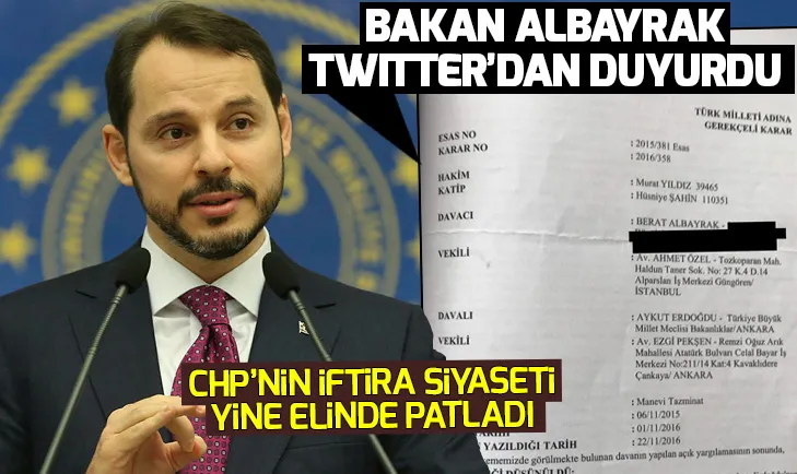 Bakan Albayrak Twitterdan duyurdu: İftiralara karşı açtığımız davayı kazandık