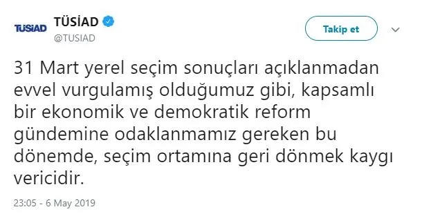 TÜSİAD'dan YSK'nın kararına tepki çeken yorum - 1