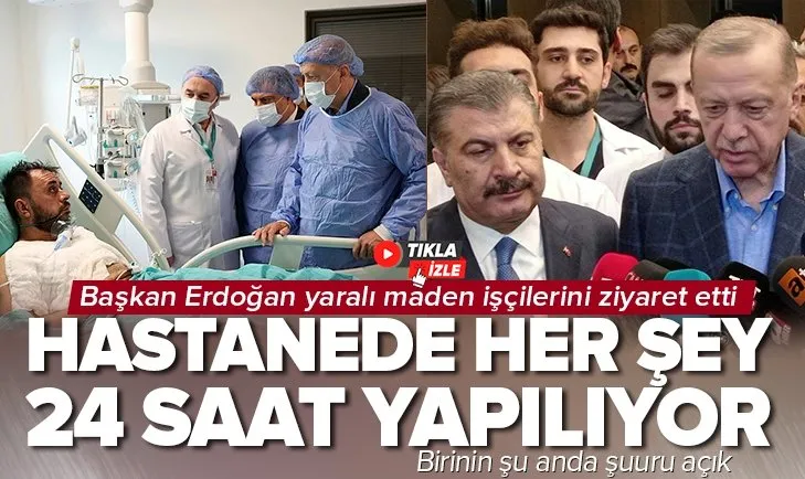 Başkan Erdoğan Çam ve Sakura Hastanesi’ndeki yaralı maden işçilerini ziyaret etti