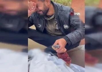 Gazzeli babanın feryadı yüreklere dokundu! “Al bu bisküviyi de cennete götür”
