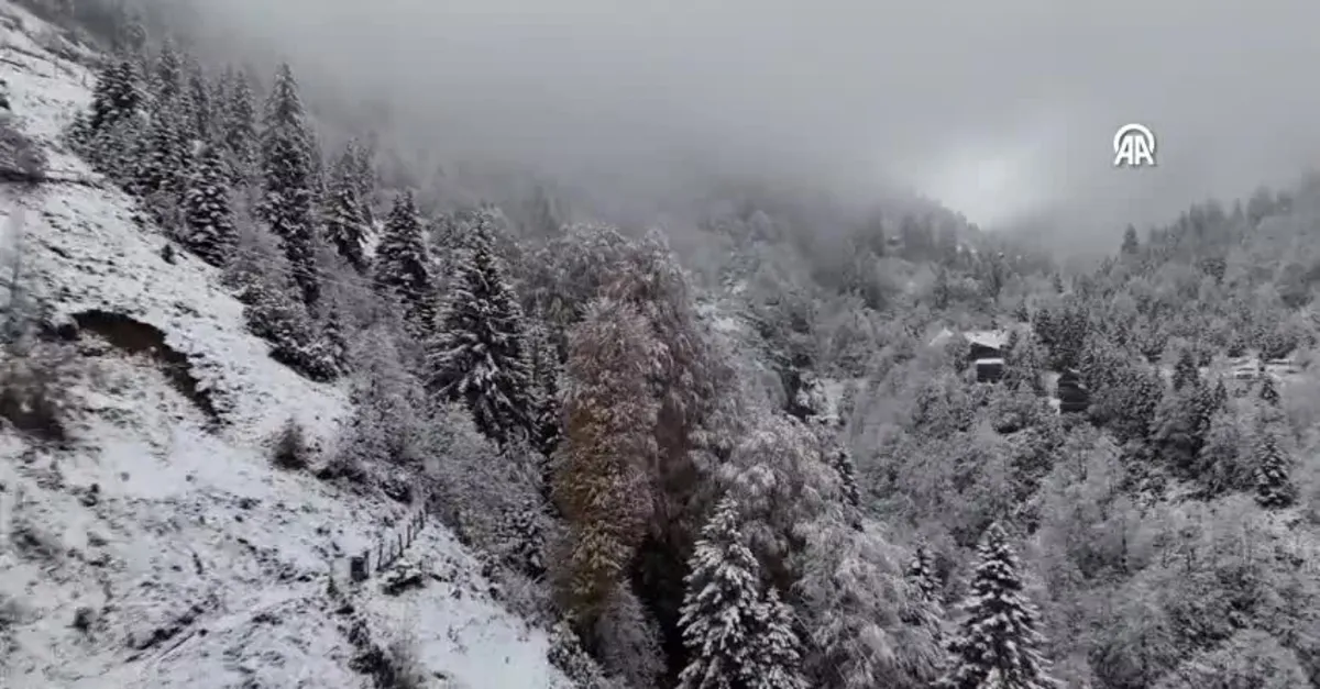 Rize'nin yüksek kesimlerine kar yağdı