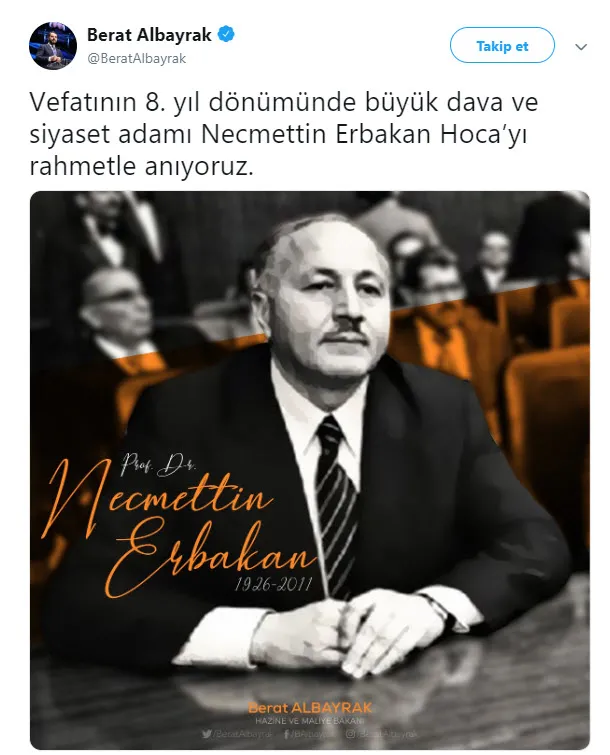 Bakan Albayrak’tan Erbakan mesajı