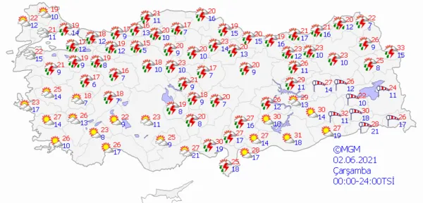 1622476132996.png Meteoroloji'den çok sayıda il için son dakika şiddetli sağanak yağış uyarısı! İstanbul Ankara İzmir'de yağmur yağacak mı? İşte hava durumu... - 7