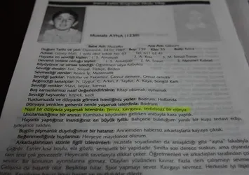 Şehidin ilkokul yıllığında 'teröristsiz bir dünya' talebi