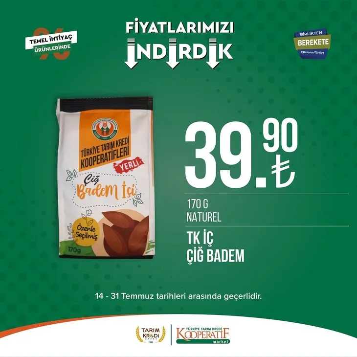 Tarım Kredi Market indirimlerinde son 6 gün! Katalogda yok yok! Çamaşır deterjanı 99.90, Ayçiçek yağı 36.90, Süzme peynir 64.90, zeytin 57.90 TL...