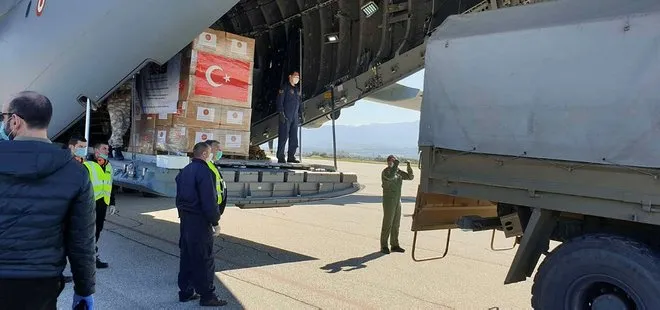 Türkiye’nin tıbbi yardım paketi taşıya uçağı Kuzey Makedonya ve Kosova’ya indi
