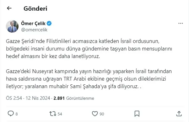 Siyonist İsrail ordusu TRT Arapça ekibini hedef aldı! Ömer Çelik'ten açıklama: Lanetliyoruz | BM'den soruşturma talebi - 5