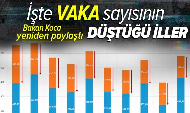 Son dakika: Sağlık Bakanı Fahrettin Koca grafiği yeniden paylaştı! İşte vaka sayısının düştüğü iller!