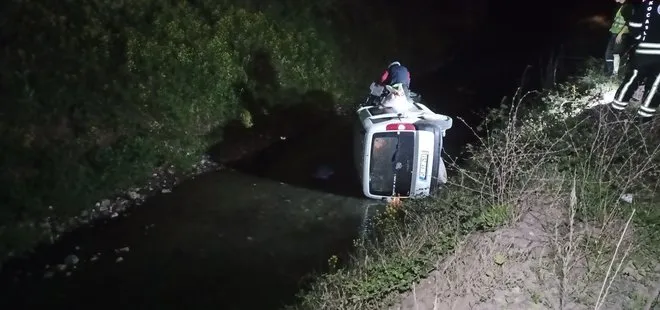 Kocaeli’de su kanalına uçan hafif ticari aracın sürücüsü yaralandı