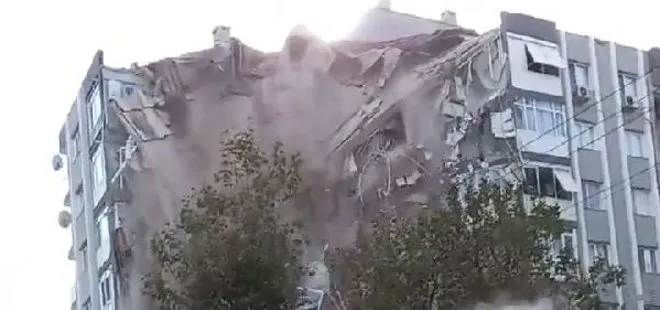 İzmir’deki binanın çökme anı kamaralara böyle yansıdı