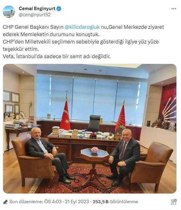 CHP Lideri Kemal Kılıçdaroğlu ile görüşen Cemal Enginyurt Akşener ve İmamoğlu’na tepki gösterdi!