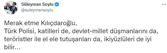 1670850329585.jpg İçişleri Bakanı Süleyman Soylu'dan Türk polisi hakkında çarpıcı ifadeler kullanan CHP'li Kemal Kılıçdaroğlu'na tepki! Bukalemun Kılıçdaroğlu - 4