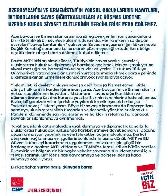 CHP skandal bildirisi ile Ermenistan’a sahip çıktı!
