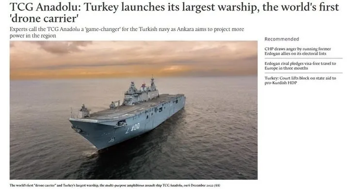 Türkiye’nin başarısı yine manşetlerde! İlk SİHA gemisi TCG Anadolu’yu böyle gördüler