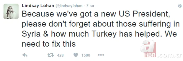 Lindsay Lohan Recep Tayyip Erdoğan’ı RT’ledi, Donald Trump’a seslendi 7