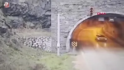 Kontrolden çıktı tünel girişine girdi!