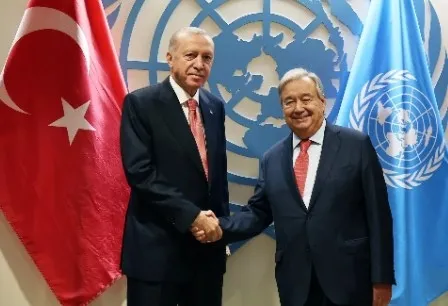 BAŞKAN ERDOĞAN BM GENEL SEKRETERİ GUTERRES İLE GÖRÜŞTÜ