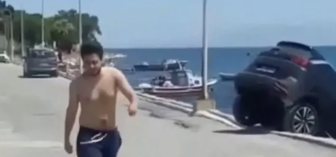 İzmir’de bir kişi kiraladığı lüks cipi denize attı, arkasına bakmadan gitti
