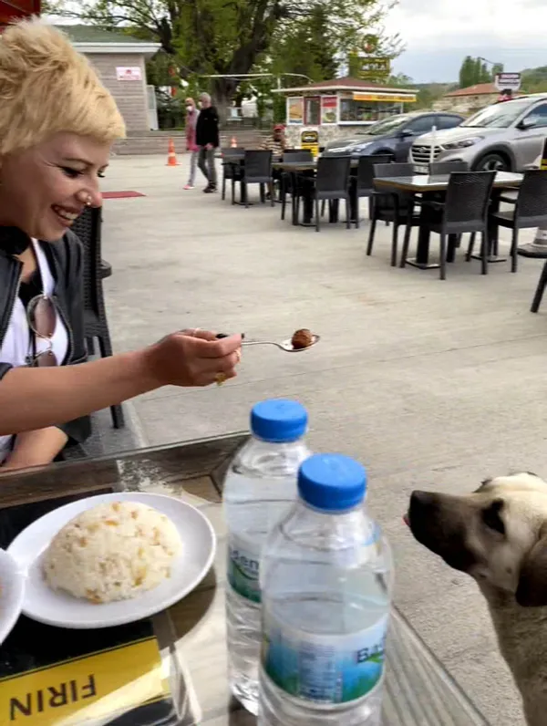 1620556426913.jpg Sokak köpeğine kaşıkla yemek yedirdi! Tartışma konusu oldu - 2