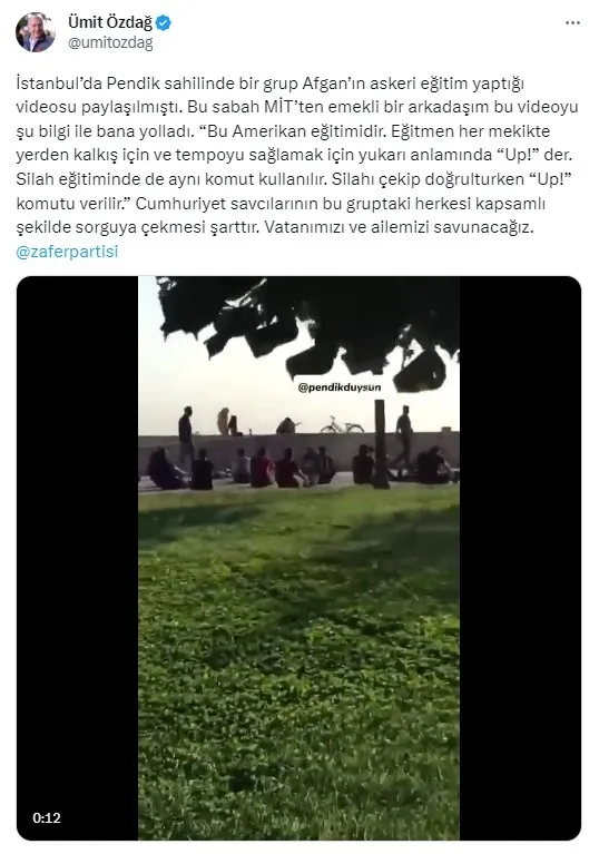Ümit Özdağ’dan haddi aşan paylaşım: Afganlar üzerinden askeri eğitim algısı! MİT’i de dahil etti