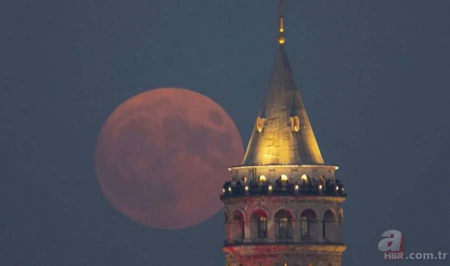 Eşsiz manzara! 'Süper Ay' İstanbul'da Galata Kulesi ile birlikte görüntülendi 10