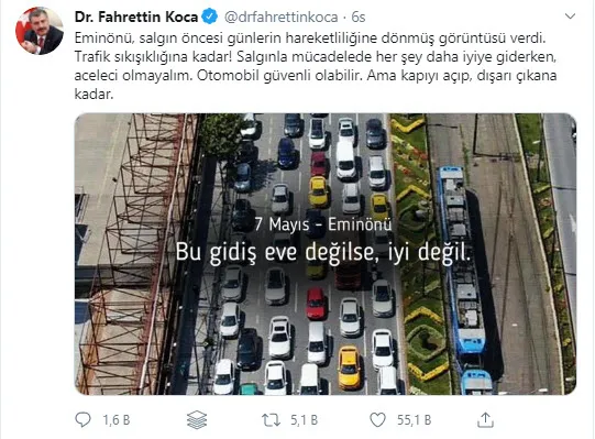 Son dakika: Sağlık Bakanı Fahrettin Koca'dan yine fotoğraflı uyarı! Eminönü'nden bu kareyi paylaştı - 1