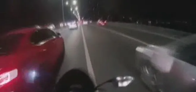 Motosikletli maganda kameralarda! Fatih Sultan Mehmet Köprüsü’nde korku dolu anlar