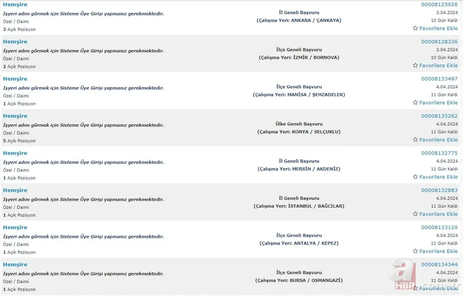 Lise mezunu 685 Hemşire alımı! İŞKUR KPSS şartsız Hemşire istihdamı için ilanlar tek tek listelendi 14