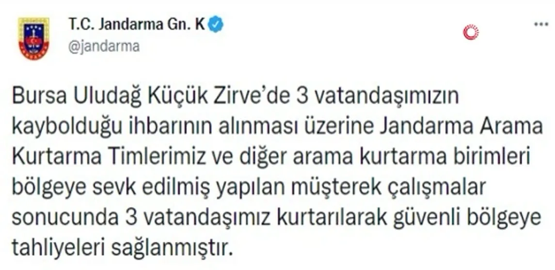 Jandarma operasyon görüntülerini paylaştı! Uludağ’da kaybolan 3 kişi böyle kurtarıldı - Video izle