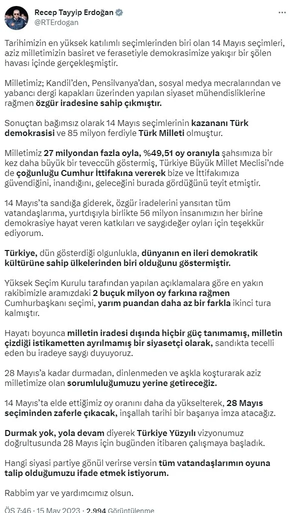 Başkan Erdoğan: Kazanan Türk Milleti! 28 Mayıs’a kadar durmak dinlenmek yok! - 3