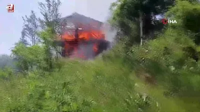 Yayla evi alev alev yandı