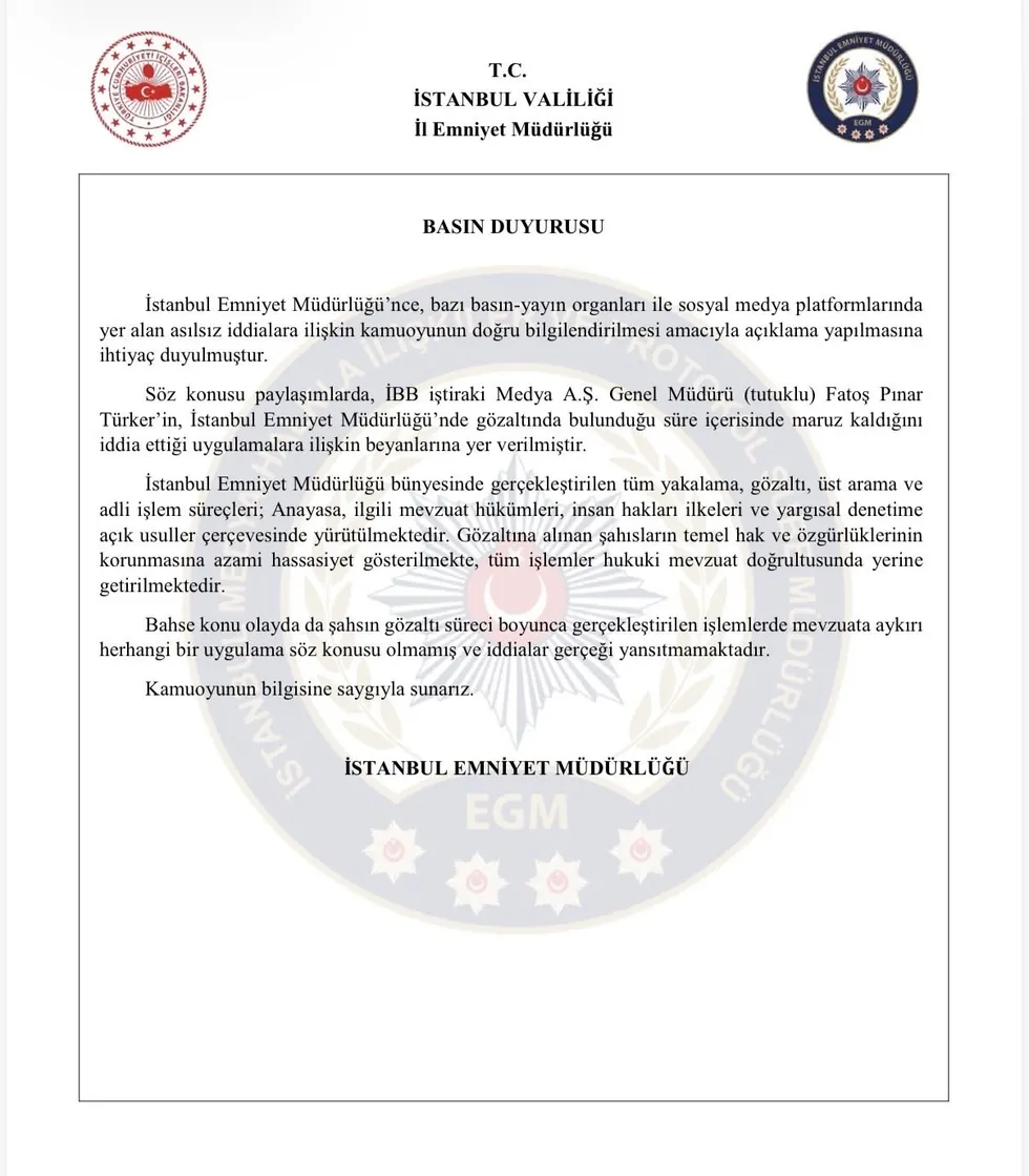 bassavciliktan-fatos-pinar-turker-hakkindaki-ciplak-arama-ve-depo-iddialarina-yalanlama-tamamen-asilsiz-1781098913461.jpeg Başsavcılık ve İstanbul Emniyet Müdürlüğü'nden Fatoş Pınar Türker hakkındaki "çıplak arama" ve "depo" iddialarına yalanlama: Tamamen asılsız - 1