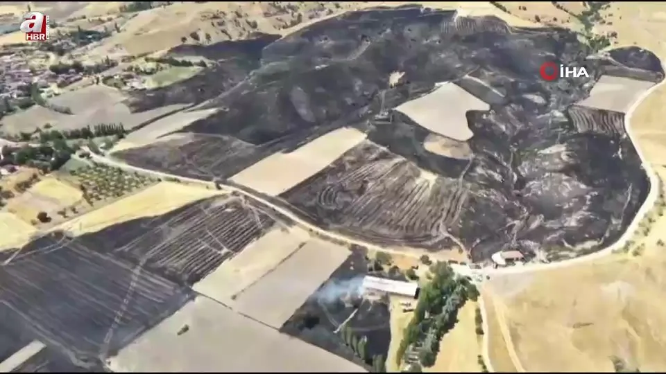 Amasya’da yanan 500 dönümlük alan böyle görüntülendi