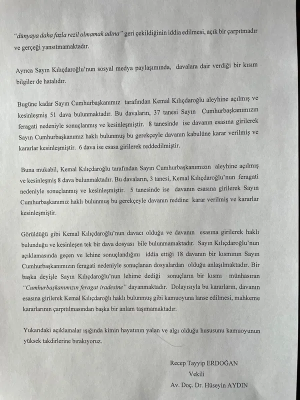 Son dakika | Kemal Kılıçdaroğlu'nun tazminat yalanlarına Başkan Erdoğan'ın avukatından açıklama geldi - 2