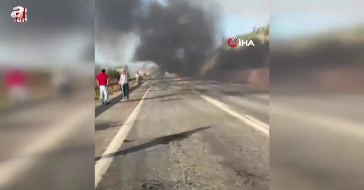 Sunta yüklü dorse alev alev yandı