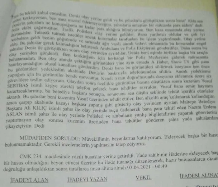 CHP’li başkan Ali Kılıç’ın alkollü şekilde araç kullanırken çarptığı kadın ifade verdi! Rüşvet ve tehdit tutanaklara geçti