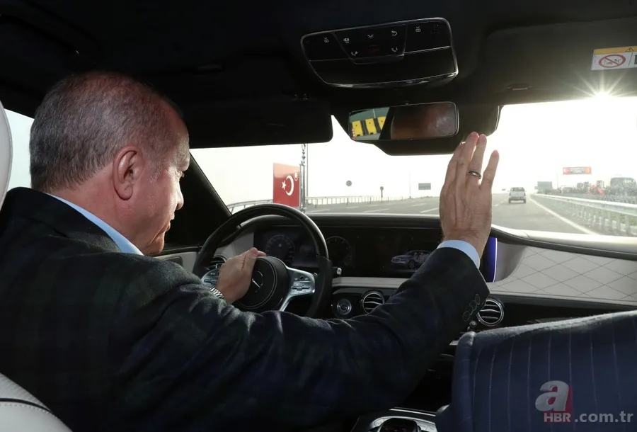 Başkan Erdoğan kurdeleyi kesip otomobille yolu test etti! Kuzey Marmara Otoyolu Kınalı-Odayeri Kesimi açıldı... 19