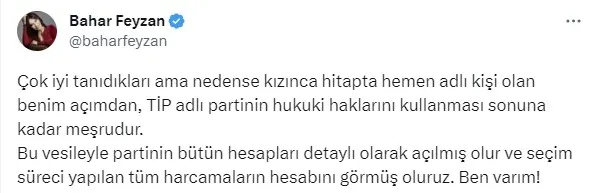 CHP yandaşı Feyzan’dan bomba iddia: TİP seçim döneminde CHP’den 30 milyon TL aldı