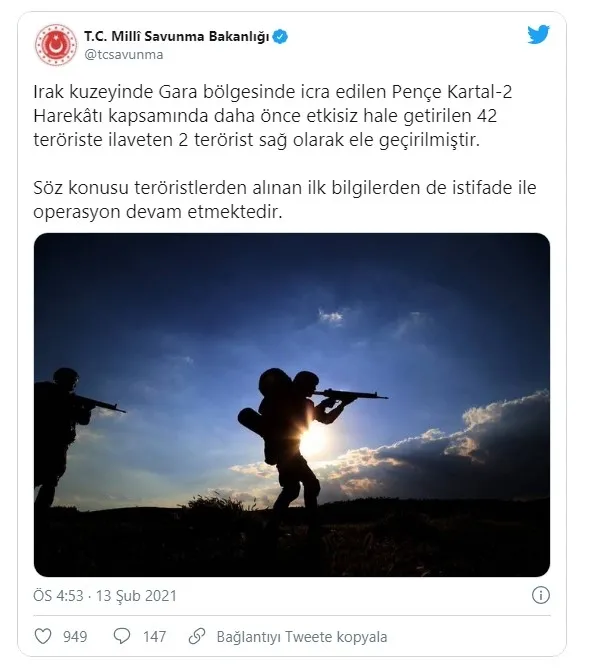 MSB açıkladı: 42 terörist etkisiz hale getirildi 2 terörist sağ olarak ele geçirildi - 1