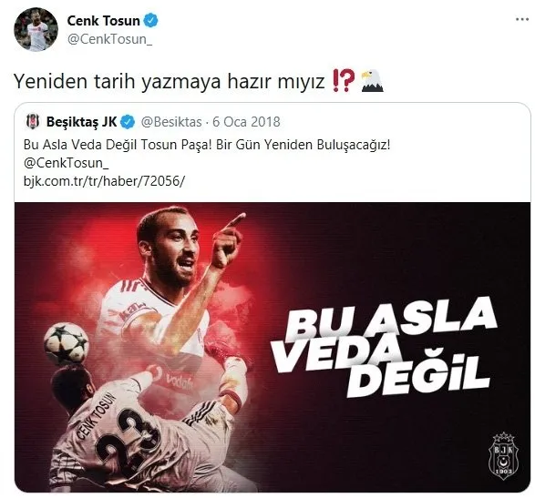 Cenk Tosun’dan Beşiktaş paylaşımı