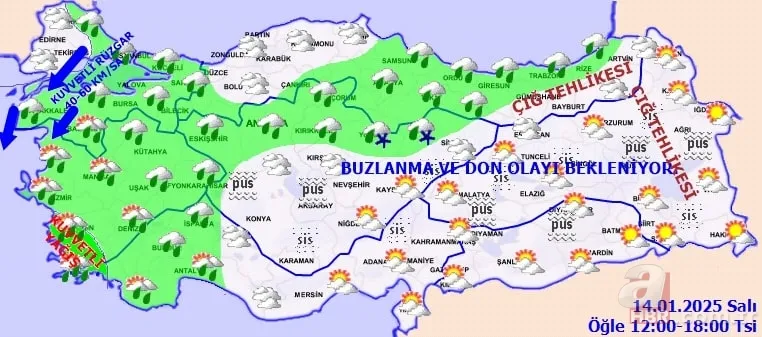 Meteoroloji hava durumu raporu 14 Ocak | Kar kapıya dayandı: Hangi bölgelerde kar yağışı bekleniyor? 12