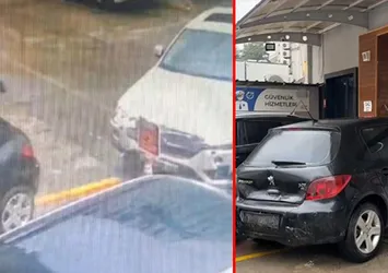 Otomobil hastane aciline daldı! "Otomatik vites" dehşeti kamerada