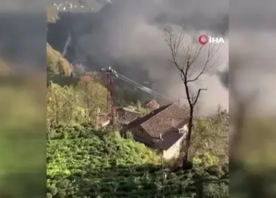 Rize’de şantiyesinde korkutan yangın