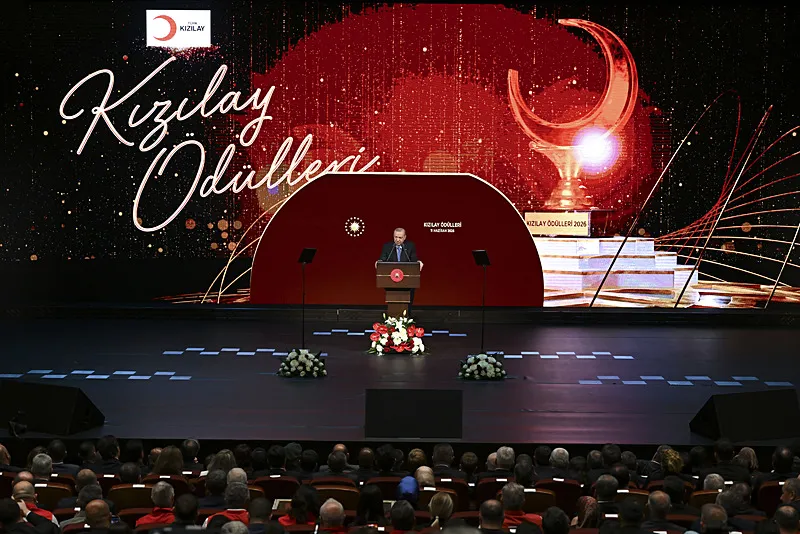 Başkan Erdoğan, Beştepe Millet Kongre ve Kültür Merkezi'nde düzenlenen Türk Kızılay Ödülleri Töreni'ne katılarak, konuşma yaptı. (Foto: AA)