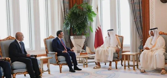Cumhurbaşkanı Yardımcısı Yılmaz ve Bakan Şimşek Katar Emiri Al Thani ile görüştü