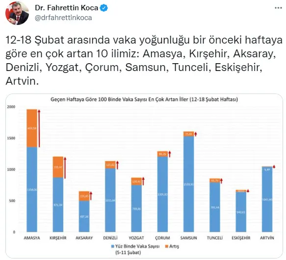 Son dakika: Sağlık Bakanı Fahrettin Koca il il vaka haritasını paylaştı! İşte en çok vaka olan il - 3