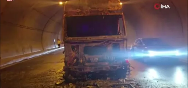 Orhangazi Tüneli'de su tankeri küle döndü